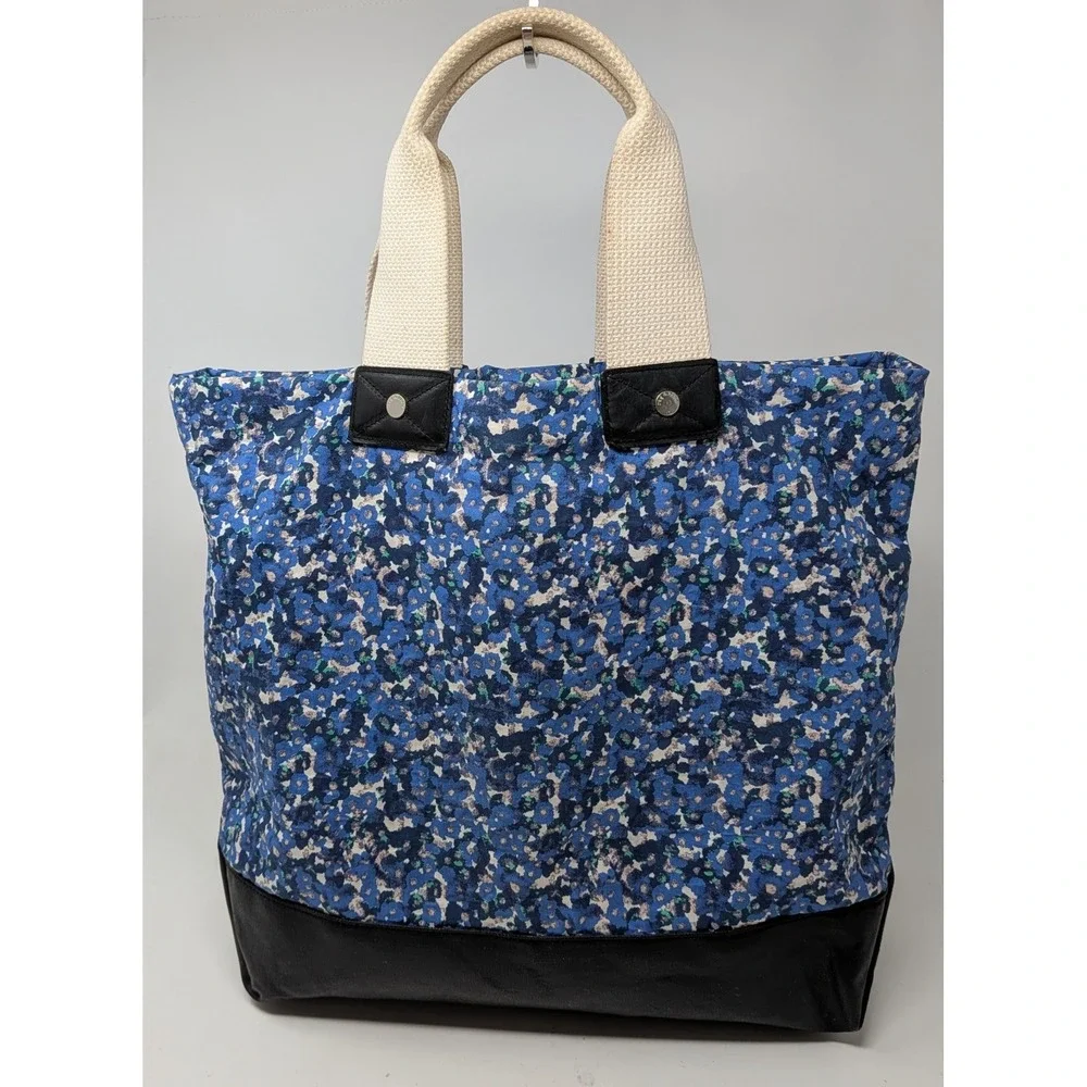 Rag & Bone New York Tote Bag Blue Floral Fabric Lightweight Bag